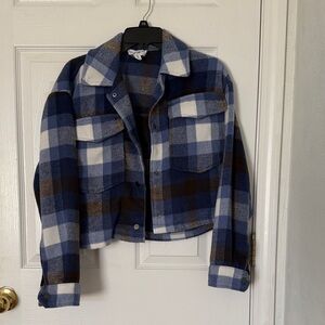For The Republic Blue and Brown Plaid Jacket